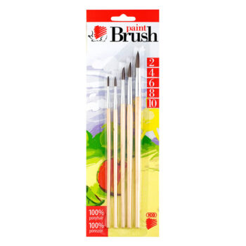Süni ecset szett 5 db-os 2-4-6-8-10 natúr fanyelű