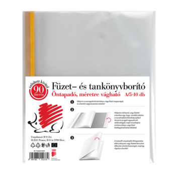 Süni füzet- és tankönyvborító prémium, öntapadócsíkkal ellátott, méretre vágható 10 db A/5+