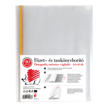 Süni füzet- és tankönyvborító prémium, öntapadócsíkkal ellátott, méretre vágható 10 db A/4+