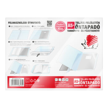 Süni füzet- és tankönyvborító teljes felületén öntapadó 10 db A/5